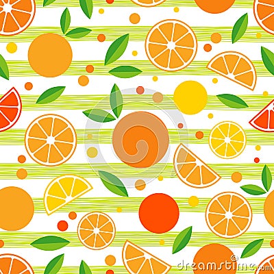 Seamless pattern with decorative oranges. Tropical fruits. Stock Photo