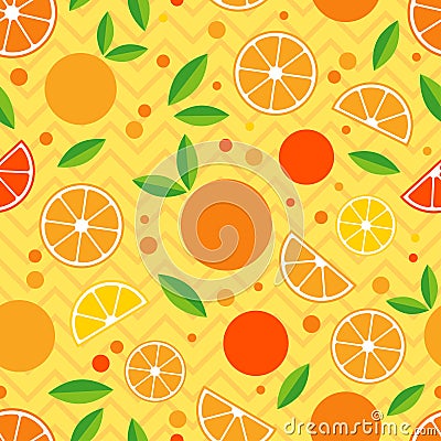 Seamless pattern with decorative oranges. Tropical fruits. Stock Photo