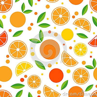 Seamless pattern with decorative oranges. Tropical fruits. Stock Photo