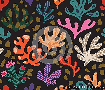 Seamless pattern with corals and seaweed. Vector illustration Vector Illustration