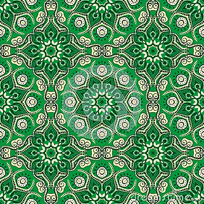 Seamless pattern. Decorative pattern in beautiful beige and emerald colors. Vector illustration Vector Illustration