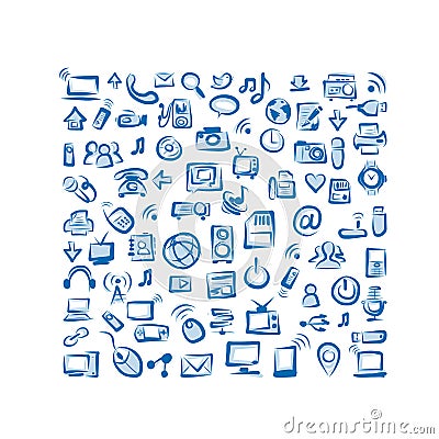 Seamless pattern with IT devices for your design Vector Illustration