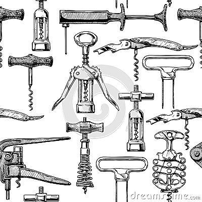 Seamless pattern with different corkscrews Vector Illustration