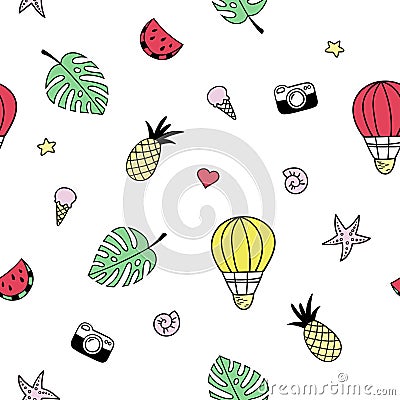 Seamless pattern with different objects. Vector Illustration