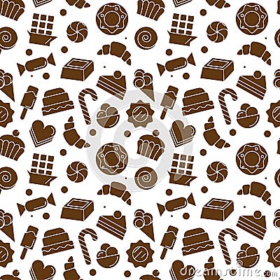 Seamless pattern with different sweet icons Vector Illustration