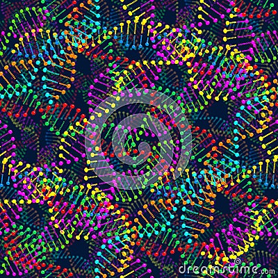 Seamless pattern of DNA molecules. Biochemistry, Health. Stock Photo