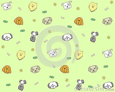 Seamless pattern with dog heads on cute background Vector Illustration