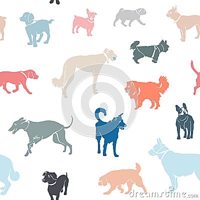 Seamless pattern. Dogs of different breeds Vector Illustration