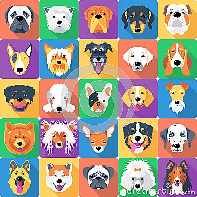 Seamless pattern with dogs flat design Vector Illustration