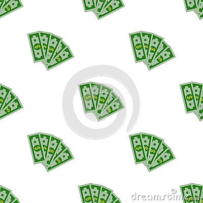 Seamless pattern dollars bill cartoon money Flat design Vector Vector Illustration