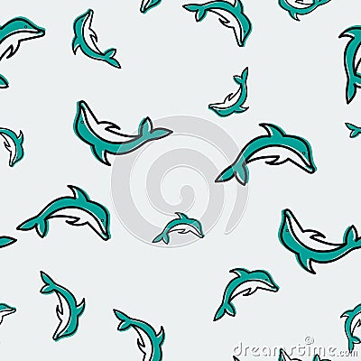 Seamless pattern with dolphins Vector Illustration