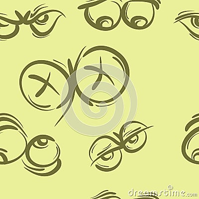 seamless pattern.doodle eyes set. Vector Vector Illustration