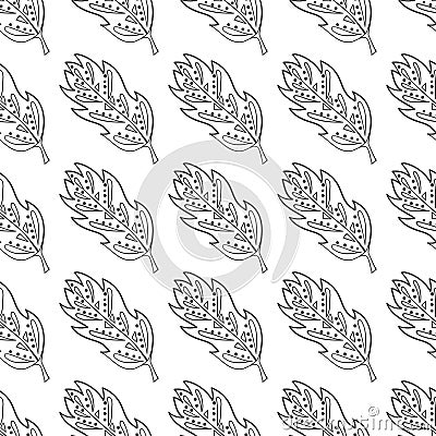 Seamless pattern with doodle fantasy leaf-1 Cartoon Illustration