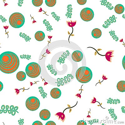 Seamless pattern of doodle flowers Vector Illustration