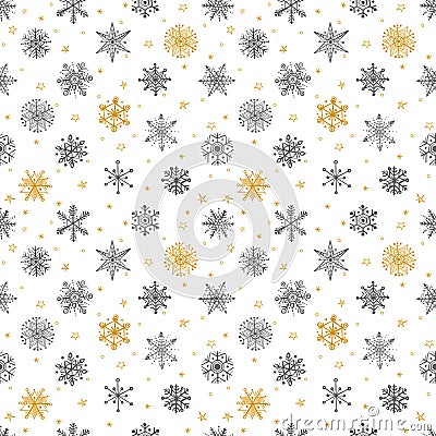 Seamless pattern with doodle snowflakes. Can be used for wallpaper, pattern fills, textile, web page background, surface Vector Illustration