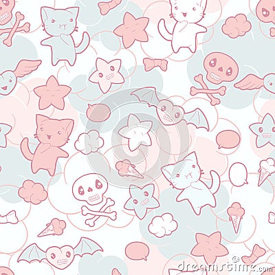 Seamless pattern with doodle. Vector kawaii Vector Illustration