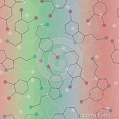 Seamless pattern with dopamine and serotanin Vector Illustration