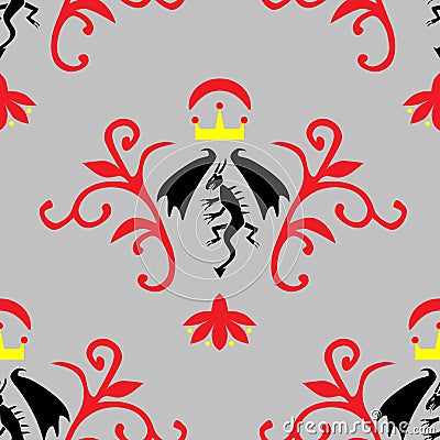 Seamless pattern with dragon Vector Illustration