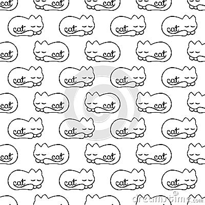 Seamless pattern with dream cat Vector Illustration