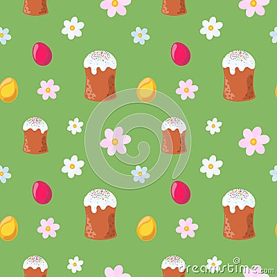 Seamless pattern with Easter cupcakes. Vector Illustration