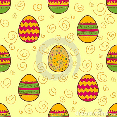 Seamless pattern with Easter painted eggs Vector Illustration