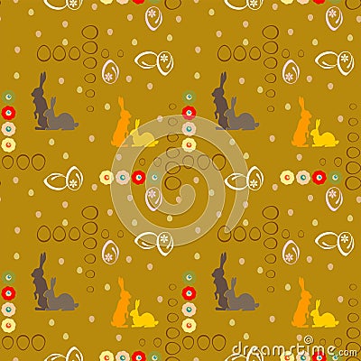 Seamless pattern with Easter rabbits Vector Illustration