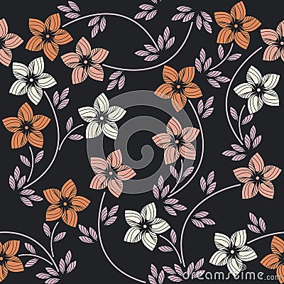 Seamless pattern with elegant colorful flowers Vector Illustration