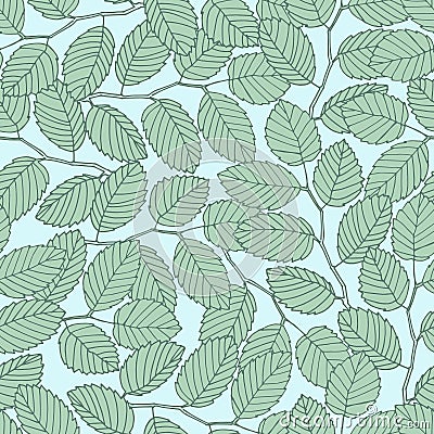 Seamless pattern with elm tree branches and leaves for surface design and other design projects Vector Illustration