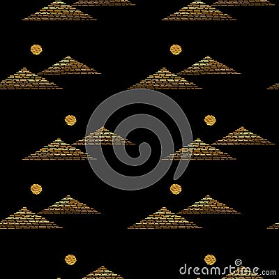 Seamless pattern with embroidery stitches imitation little gold Vector Illustration