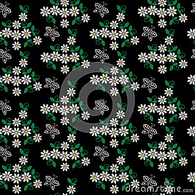 Seamless pattern with embroidery stitches imitation little white Vector Illustration