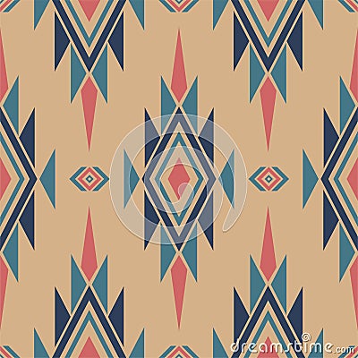 Seamless pattern ethnic abstract background round ikat patterngeometric curve. Vector Illustration