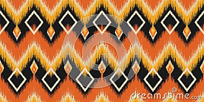 Seamless pattern ethnic abstract background round ikat patterngeometric curve Vector Illustration