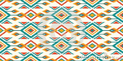 Seamless pattern ethnic abstract background round ikat patterngeometric curve Vector Illustration