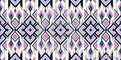 Seamless pattern ethnic abstract background round ikat patterngeometric curve Vector Illustration