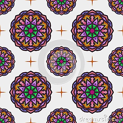 Seamless pattern with ethnic mandala art ornament. Mandala seamless pattern background. Floral mandala pattern background Vector Illustration