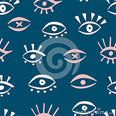 Seamless pattern with eye icons Vector Illustration