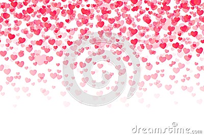 Seamless pattern with falling confetti hearts for Valentines day Vector Illustration