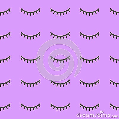 Seamless pattern false eyelash. Background for the beauty salon. Decorative cosmetics and makeup. Closed eye. Vector Illustration