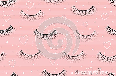 seamless pattern false eyelash. Background for the beauty salon. Decorative cosmetics and makeup. Closed eye. Stock Photo