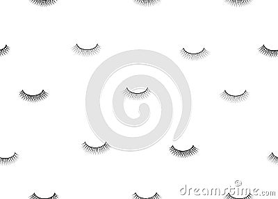 seamless pattern false eyelash. Background for the beauty salon. Decorative cosmetics and makeup. Closed eye. Stock Photo