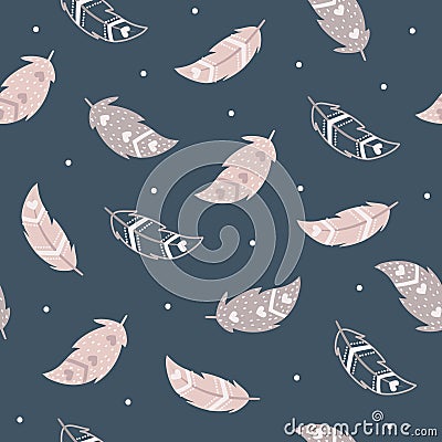 Seamless pattern feathers with boho style Vector Illustration