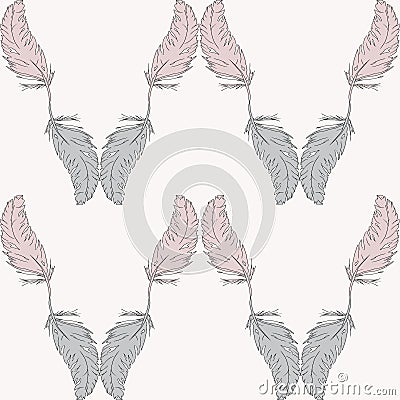 Seamless Pattern Of Feathers Vector Illustration