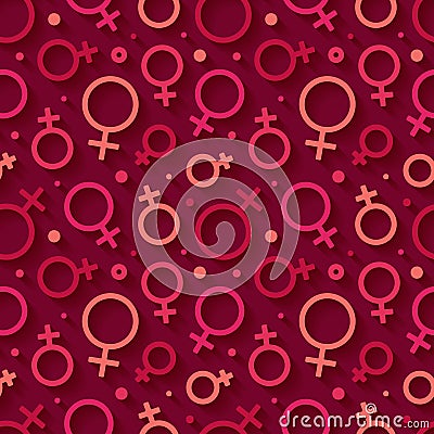 Seamless pattern with the female gender symbol Vector Illustration