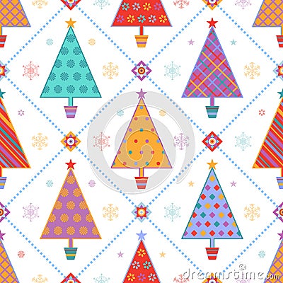 Seamless pattern with fir trees Vector Illustration