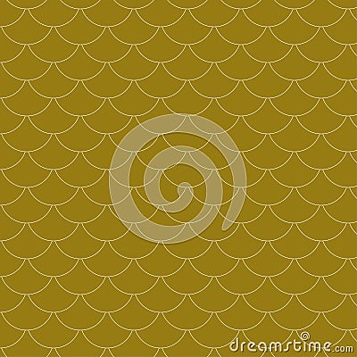 Seamless pattern. Fish scale pattern inverted, single layer, golden brown. Illustration abstract background. Flat art design Vector Illustration