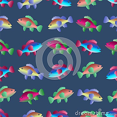 Seamless pattern with fish swimming in the sea Vector Illustration