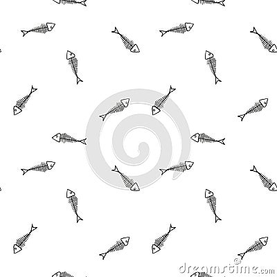 Seamless pattern with fishbones Vector Illustration