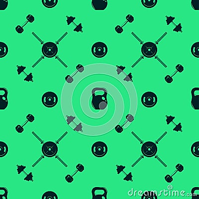 Seamless pattern fitness and sport elements, weights and dumbbells, vector illustration Vector Illustration