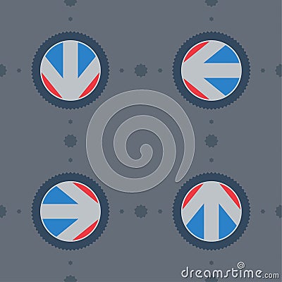 Seamless pattern with flat arrows with gear Vector Illustration