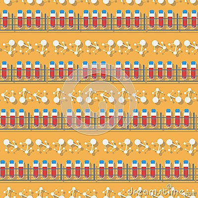 Seamless pattern in a flat style with blood test tube Vector Illustration